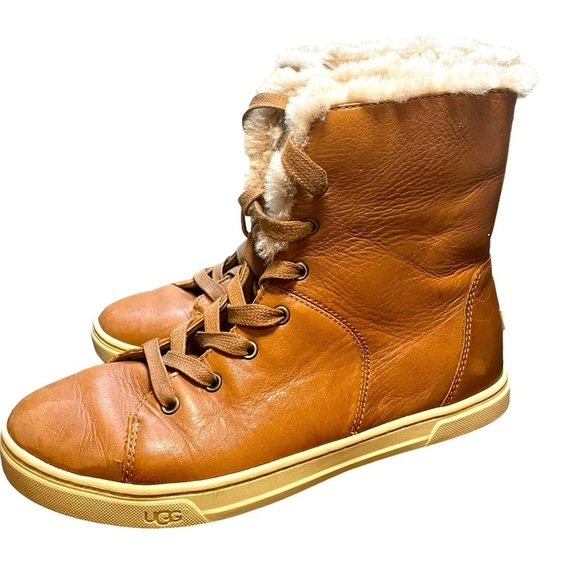UGG starlyn high top leather sneakers | UGG leather boots with fur | size 7 - Picture 5 of 14